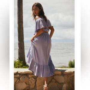 FREE PEOPLE Womens Off The Shoulder Midi With Back Cut Out Ruffle Hem Size XS